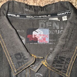 Southpole Black Denim Jacket with Yellow Stitching